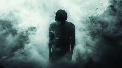 Obraz premium Dark and Moody Portrait of a Person Standing Alone