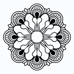 Simple mandala design silhouette vector style with white background  
