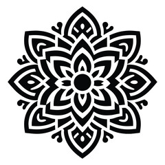 Simple mandala design silhouette vector style with white background  
