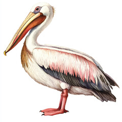 Pelican watercolor clipart illustration isolated