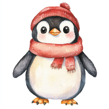 recommend clip art: Penguin watercolor clipart illustration isolated