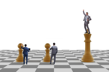 Businessman shouting in the game of chess