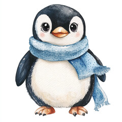 Penguin watercolor clipart illustration isolated