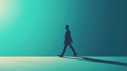 Obraz premium A man is walking on a sidewalk in a city