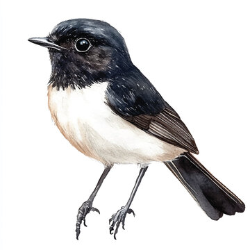 recommend clip art: Pied Bushchat  watercolor clipart illustration isolated