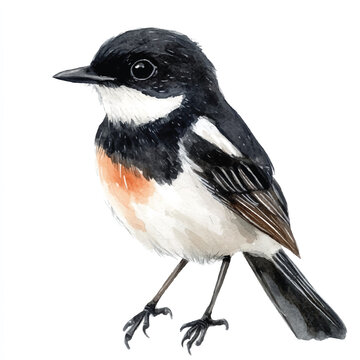 recommend clip art: Pied Bushchat  watercolor clipart illustration isolated