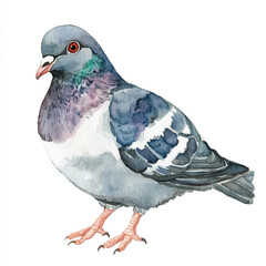 Pigeon watercolor clipart illustration isolated