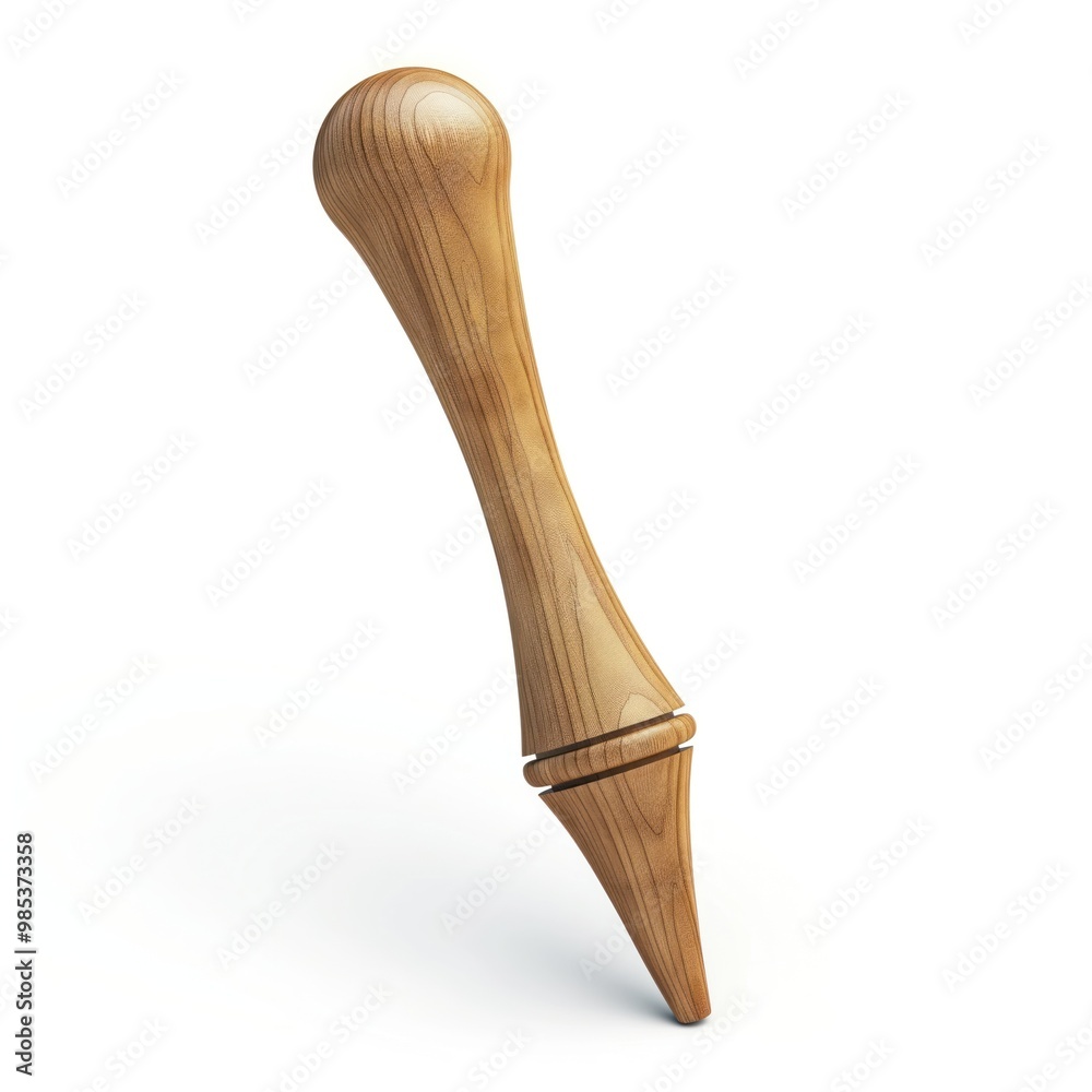 Poster wooden pointer with wooden handle isolated on white background. 3d illustration of carpenter tool, p
