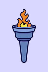 Cartoon Vector Illustration of a Bold and Vibrant Torch with Flames Symbolizing Freedom and Inspiration