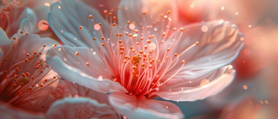 Fototapeta premium Soft Blossom with Delicate Pink Petals and Sparkling Bokeh