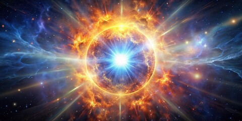 Illustrative depiction of a bright supernova explosion, the end of a star in the universe, supernova, explosion, bright, star