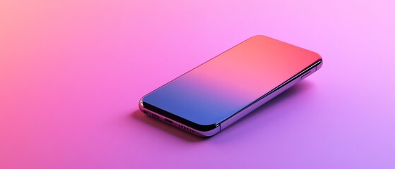 Smartphone on Pink Background with Gradient Screen.