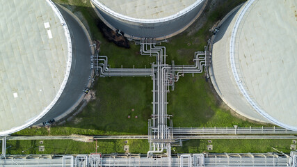 Aerial view Oil and Gas refinery plant Industrial petrochemical industry, Oil and gas refinery...