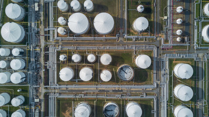Aerial view Oil and Gas refinery plant Industrial petrochemical industry, Oil and gas refinery...