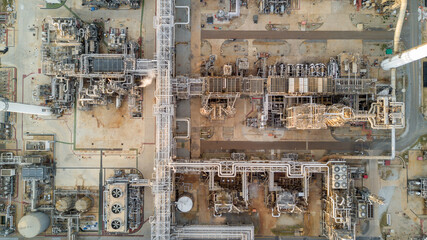 Aerial view Oil and Gas refinery plant Industrial petrochemical industry, Oil and gas refinery...
