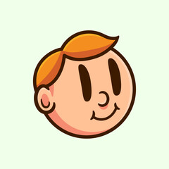Cheerful Cartoon Vector Illustration of a Happy Young Boy with Light Brown Hair and a Friendly Smile