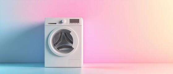 Washing Machine in Pink and Blue Room.