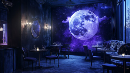 Holloween Theme Witching Hour Cafe, an enchanting venue blending elegance and mystery, where guests in alluring witch attire capture the magic of a lunar backdrop.
