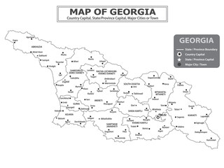 Obraz premium Political map. Political map of country with capital, province or state capital, major cities and town.