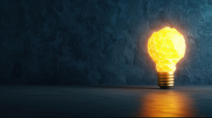 A unique lamp design featuring a polygonal mesh that emits a captivating glow, embodying innovation and futuristic vibes.