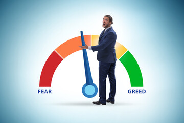 Fear and greed investor behaviour concept