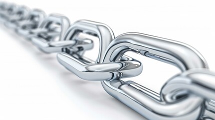 Obraz premium Realistic 3D rendering of metal chains, showcasing intricate details against a clean white backdrop.