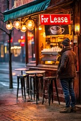 Naklejka premium A closed cafe with a 