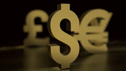 The Gold dollar symbol for  Business concept 3d rendering.