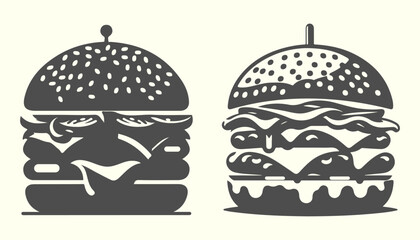 Silhouette of hamburger. Clean hamburger vector silhouette, perfect for fast food branding and modern designs.