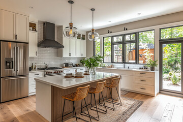 Minimalist kitchen featuring clean white cabinetry, sleek countertops, and modern appliances.