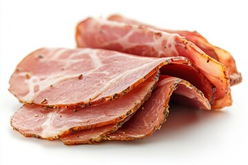 Obraz premium Closeup of Sliced Smoked Ham with Herbs.