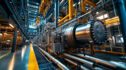 Industrial Pipe System In Factory Building