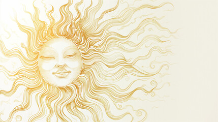 A hand-drawn illustration of the sun, with lines and shapes forming an intricate pattern around it