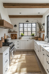 Minimalist kitchen featuring clean white cabinetry, sleek countertops, and modern appliances.