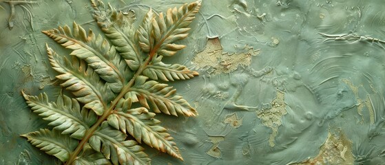 Green Fern on Textured Surface Background