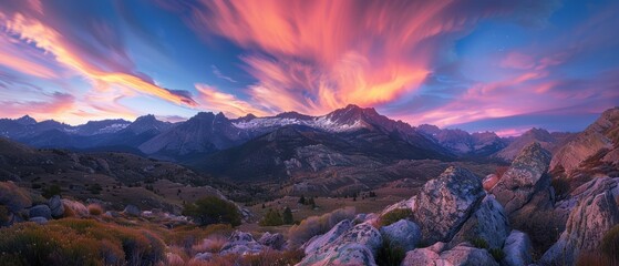 Naklejka premium Majestic Sunset Over Rocky Mountain Landscape