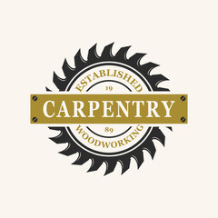 carpentry vintage art design logo vector illustration.
