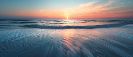 Obraz premium Serene Sunset Over Tranquil Ocean Waves