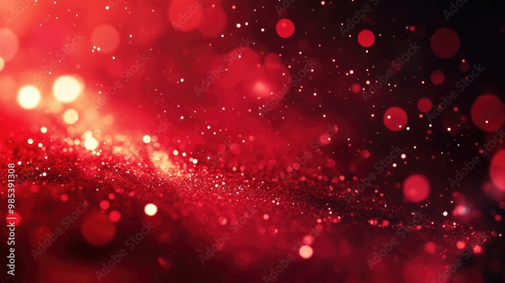 Poster abstract red particles and shapes blending into a smooth red gradient, creating a sense of movement 