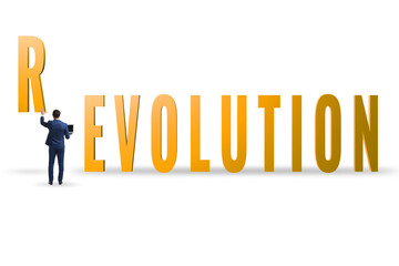 Evolution turning into revolution concept