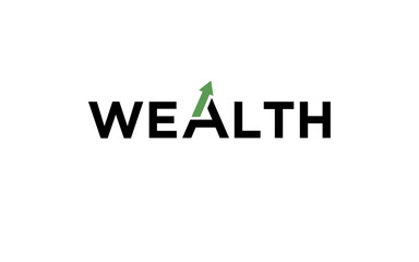 Wealth Investment Property text logo design. growth arrow design