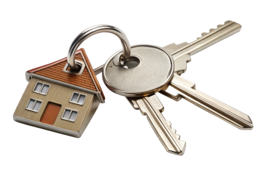 keys with house isolated on a white background