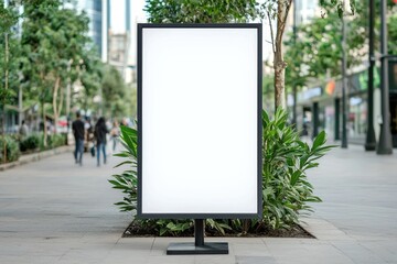 Blank Billboard in Urban Landscape with Greenery