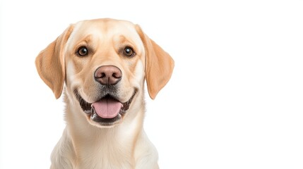 Happy Labrador Retriever Smiling on White Background