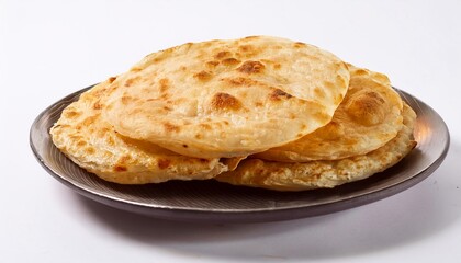 Malaysian Food, Roti Canai on white background isolated.