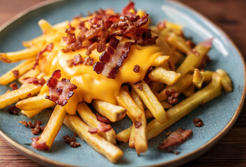 French Fries with Cheese and bacon-bite