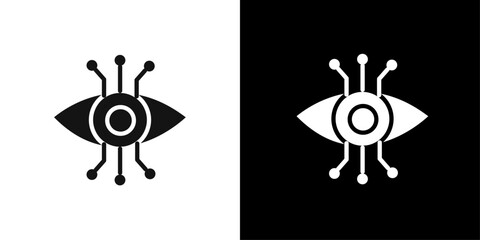 Bionic eye icon Flat vector set outline