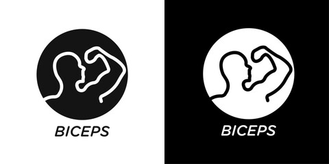 Biceps icon Flat vector set outline
