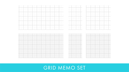 白とグレーのシンプルな方眼紙メモセット