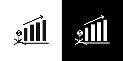 Business Investments growth Icon Flat vector set outline